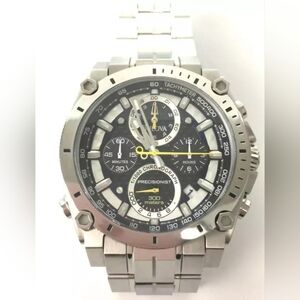 Bulova Precisionist Mens Chronograph Silver Tone Stainless Steel Bracelet Watch